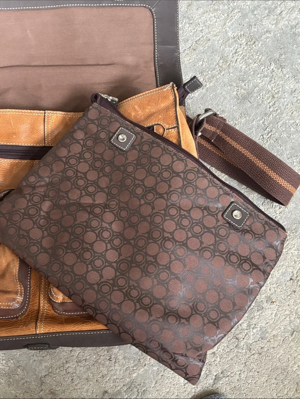 Fossil Cognac Brown Leather Messenger Bag